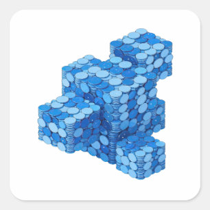 Sleek Silver BLUE COINS STAIRCASE Label Design