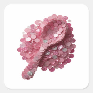 Sleek Silver BREAST CANCER AWARENESS RIBBON Vinyl Square Sticker