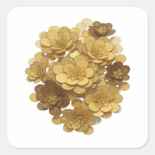 Sleek Silver GOLDEN FLOWERS Sticker Design