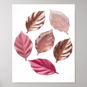 Sleek Silver GOLDEN LEAVES Bold Design Poster