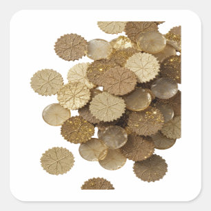 Sleek Silver GOLDEN LEAVES Sticker Motif