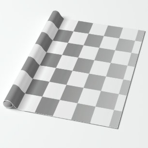 Sleek Silver Gradient White Checkered – Elegant Wrapping Paper