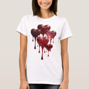 Sleek Silver HEARTS OF LOVE Wearable Art T-Shirt