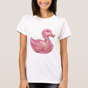 Sleek Silver PINK DUCK WITH DIAMONDS Slogan Design T-Shirt