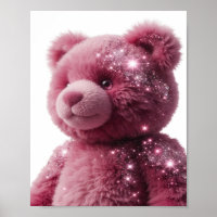 Sleek Silver PINK TEDDY BEAR WITH GLITTER