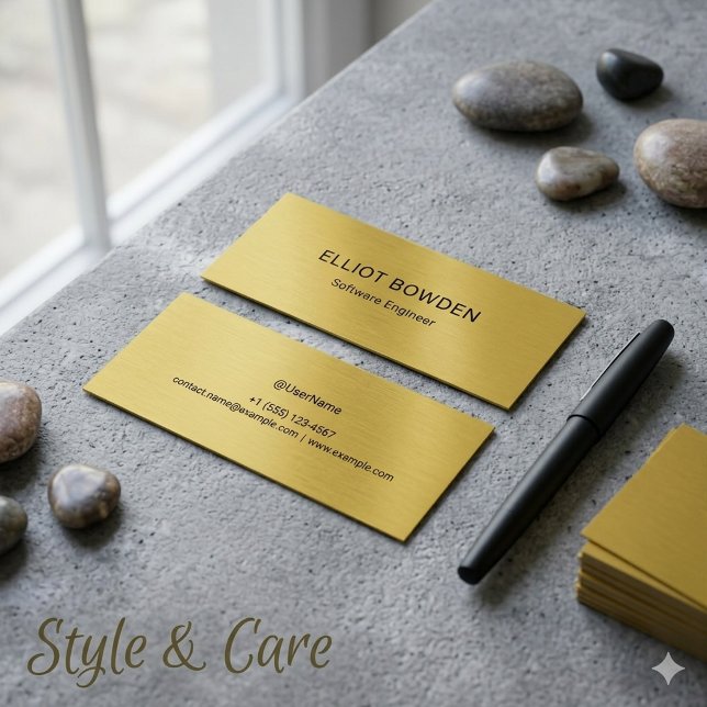 Sleek Simple Design Personalised Metallic Gold Calling Card (Sleek Simple Design Personalized Matallic Gold Calling Card)