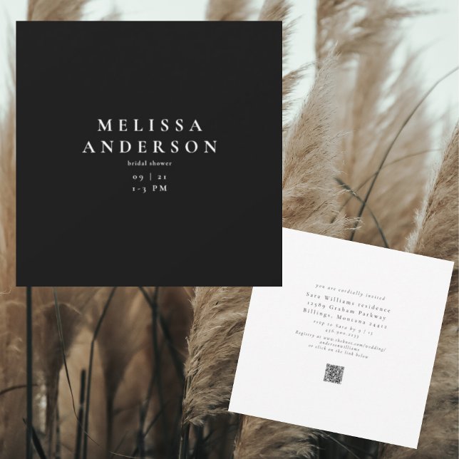 Sleek & Simple Modern B/W Square Bridal Shower Invitation (Creator Uploaded)