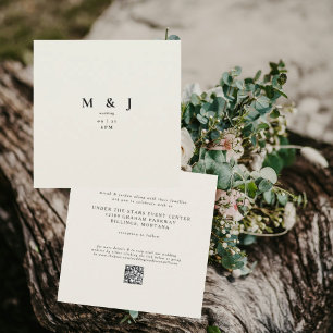 Sleek & Simple Modern Beige Square Wedding II Invitation