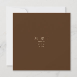 Sleek & Simple Modern Brown Square Wedding Invitation