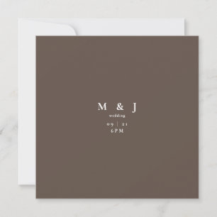 Sleek & Simple Modern Chocolate Square Wedding Invitation