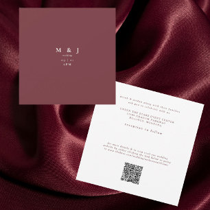 Sleek & Simple Modern Deep Burgundy Square Wedding Invitation