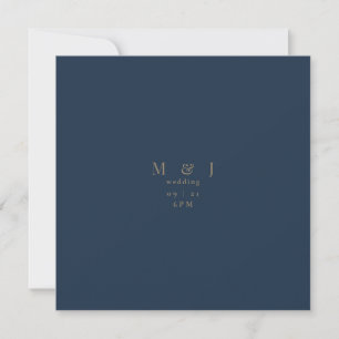 Sleek & Simple Modern Navy Square Wedding Invitation