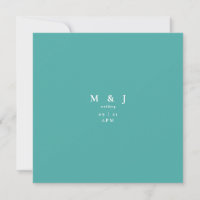 Sleek & Simple Modern Turquoise Square Wedding
