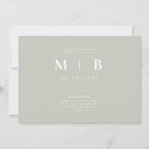 Sleek & Simple Monogram Sage Parents Invitation