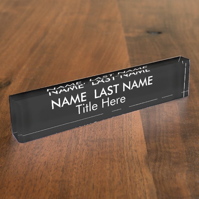 Sleek Simple Navy Black Custom Desk  Nameplate (Side)