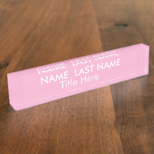 Sleek Simple Navy pink Custom Desk  Nameplate