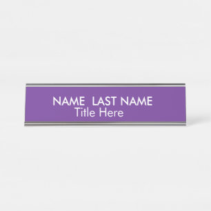 Sleek Simple Navy Purple Custom Desk  Name Plate