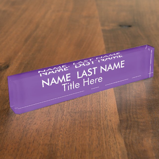 Sleek Simple Navy Purple Custom Desk  Nameplate (Side)