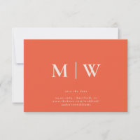 Sleek & Simple Tangerine Monogram Save the Date
