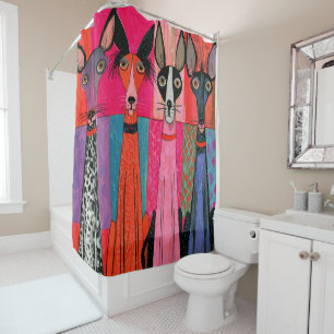Sleek Skinny Bright-eyed Chihuahua Pups Shower Curtain