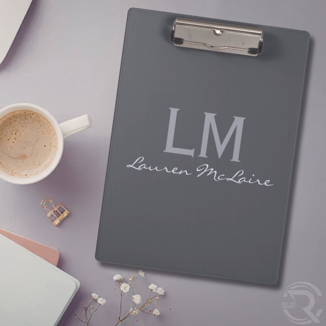 Sleek Slate Grey Corporate Financial Advisor Clipboard (Sleek Slate Gray Corporate Financial Advisor Clipboard)