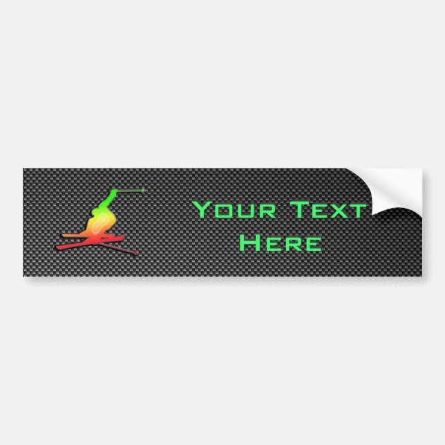 Sleek Snow Skiing Bumper Sticker (Front)