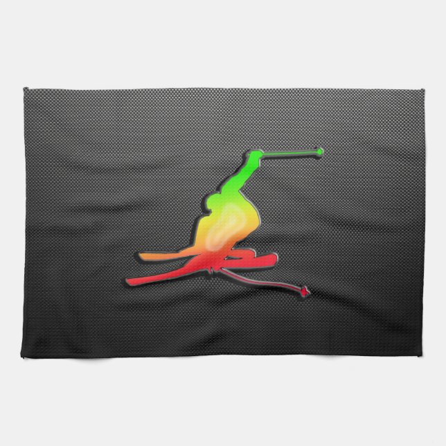 Sleek Snow Skiing Tea Towel (Horizontal)