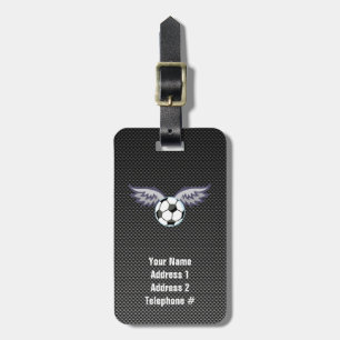 Sleek Soccer Ball Wings Luggage Tag