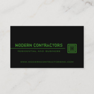 Sleek Square Business Card, Black and Green Card