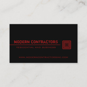 Sleek Square Business Card, Black and Red Card