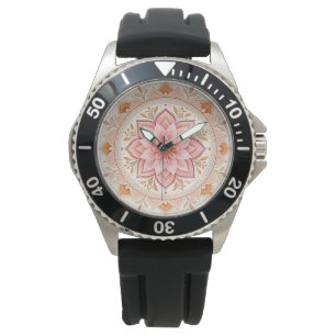 Sleek Stainless Steel Black Rubber Strap Watch