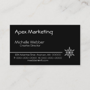 Sleek Starburst Business Card, Black and White Card