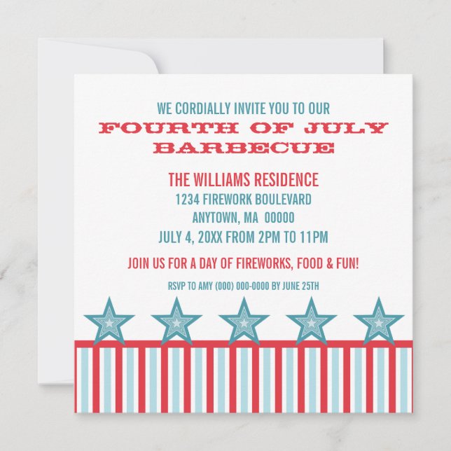 Sleek Stars and Stripes Invite (Front)