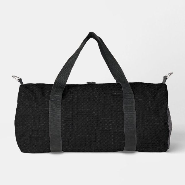 Sleek Stealth Black Carbon Micro Tech Texture Duffle Bag (Front)