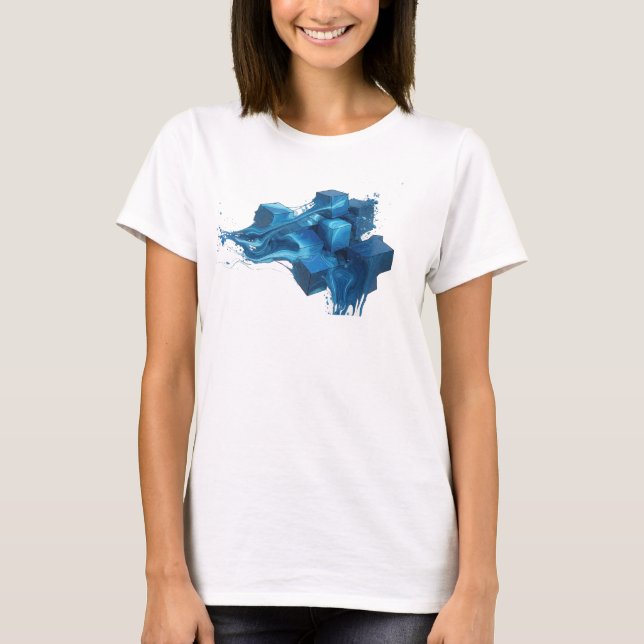 Sleek & Stylish Blue Abstract Cubes Custom Shirt (Front)