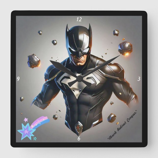 "Sleek Suit for Power Control" Square Wall Clock (Front)