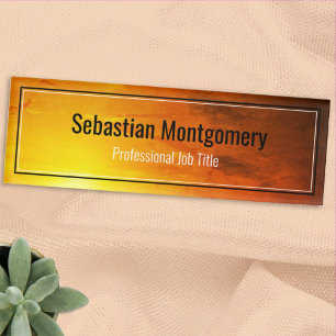 Sleek Sunset Orange Artwork Professional Name Tag