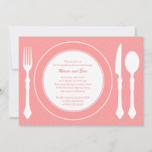 Sleek Tabletop Wedding Shower Invitation Salmon