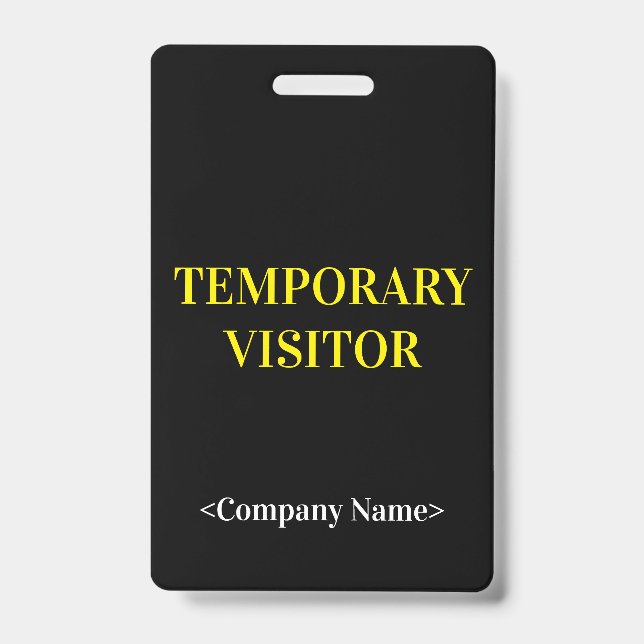 Sleek "TEMPORARY VISITOR" Badge ID Badge (Front)