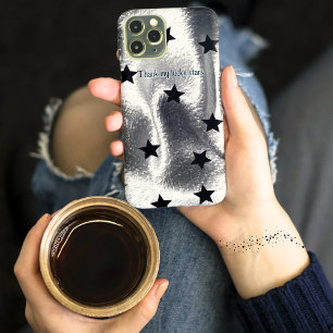 Sleek "Thank my lucky stars" Silver Black Stars Case-Mate iPhone 14 Case