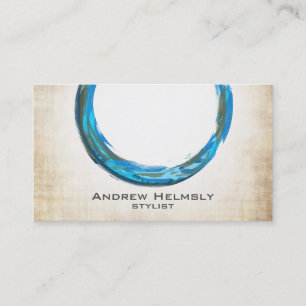 Sleek, Trendy Blue Teal Circle Business Cards