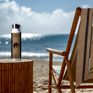 Sleek Unique Zen Bamboo Yin Yang Symbol Water Bottle