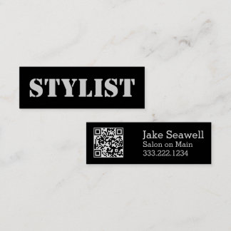 Sleek Urban Stylist QR Code Mini Business Card