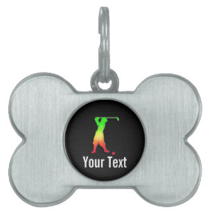 Sleek Vintage Golfer Pet Name Tag