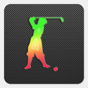 Sleek Vintage Golfer Square Sticker