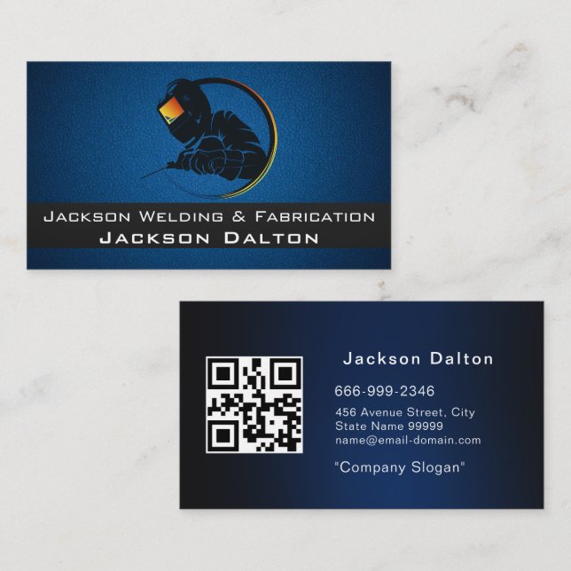 Sleek Welder Welding Metal Fabricator Metalwork  Business Card (Front/Back)