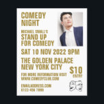 Sleek White & Gold, Comedian, Comedy Club Advert Flyer<br><div class="desc">Sleek White & Gold,  Comedian,  Comedy Club Advertising Flyers By The Business Card Store.</div>