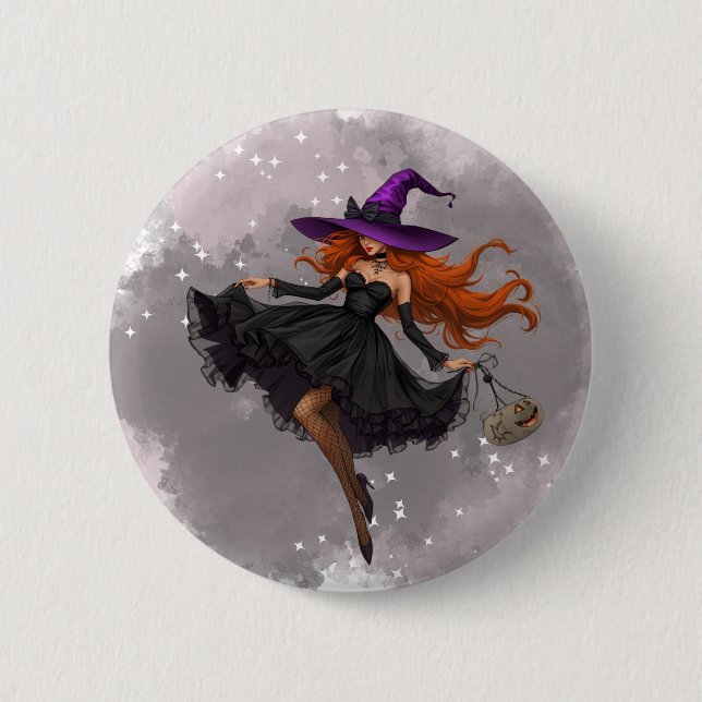 Sleek witch's boton Halloween 6 Cm Round Badge (Front)