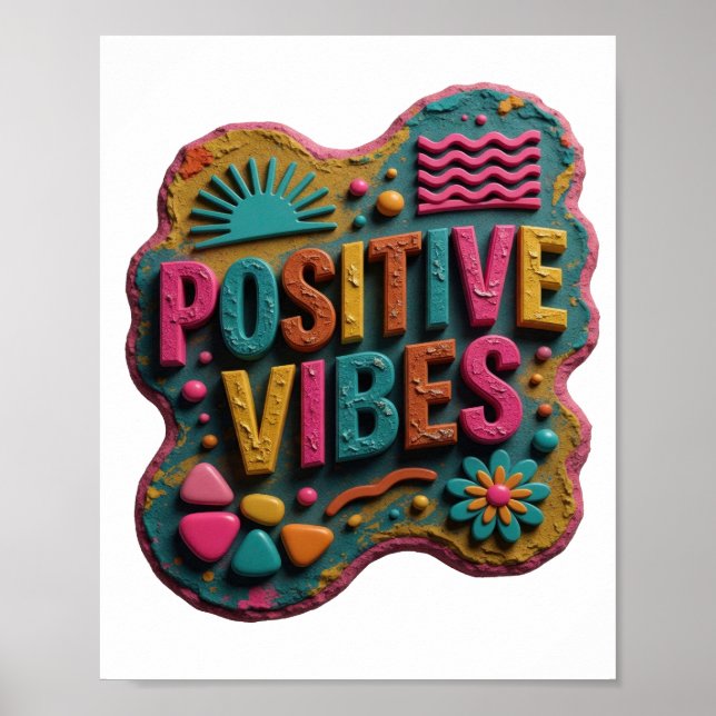 Sleek Yellow POSITIVE VIBES Print (Front)