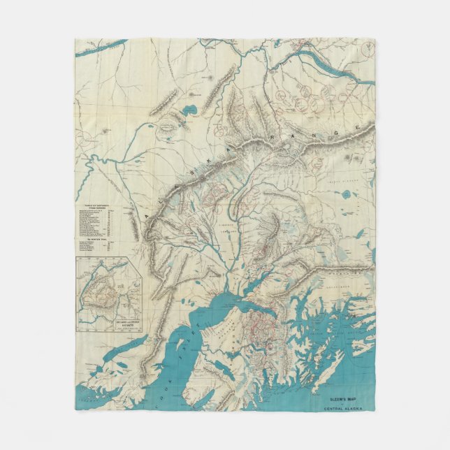 Sleem's Map of Central Alaska Fleece Blanket (Front)